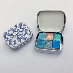 Ocean Watercolor Set - Metallic Paints - Gifts for Artists - Handmade Watercolors - Watercolor Palette image 1