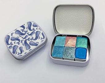 Ocean Watercolor Set - Metallic Paints - Gifts for Artists - Handmade Watercolors - Watercolor Palette