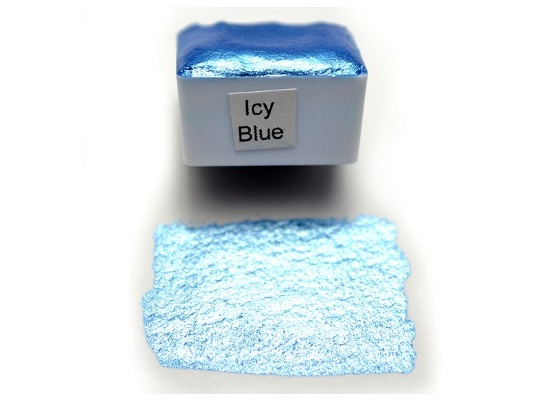 Icy Blue Metallic Watercolors Handmade Pearlescent Paints Etsy