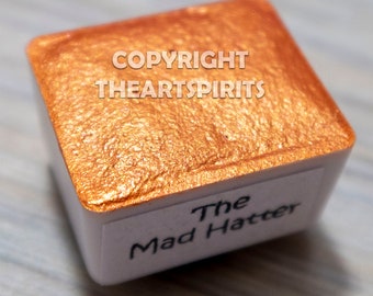 The Mad Hatter - Metallic Orange Watercolor - Handmade Watercolors - Half Pan - Alice's Adventures in Wonderland Inspired