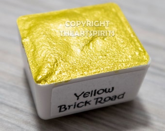 Yellow Brick Road - Yellow Metallic Watercolor - Handmade Watercolors - Half Pan - The Wonderful Wizard of Oz Inspired