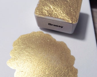 Brassy Metallic Watercolor Paint - Handmade Watercolors - Gold Metallic Watercolors - Shimmer Paints