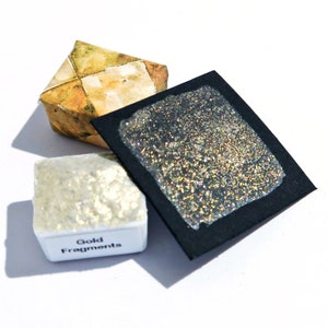 Iriserende glitter gouden fragmenten aquarel - metallic aquarellen - handgemaakte parelmoerverf