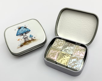 Glitter Fragments Metallic Watercolor Paint Set - Girts for Artists - Handmade Watercolors - Watercolor Palette