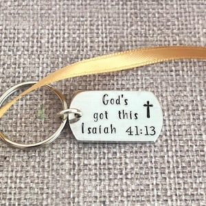 God's Got This Isaiah 41:13 Scripture Keychain - Religious Christian Gift for Recovery, Cancer Warrior, Encouragement