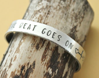 The Beat Goes On - Heart Warrior Get Well Gift - Cardiology Surgery Recovery - Zipper Club Keychain