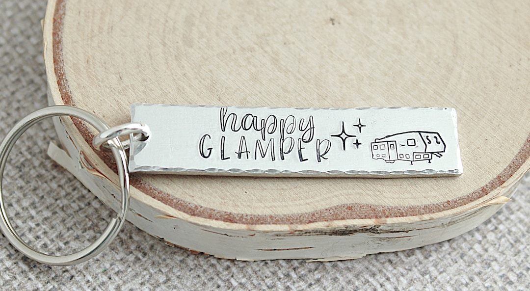Happy Glamper Keychain Hand Stamped RV Gift Camping Motorhome Accessory ...