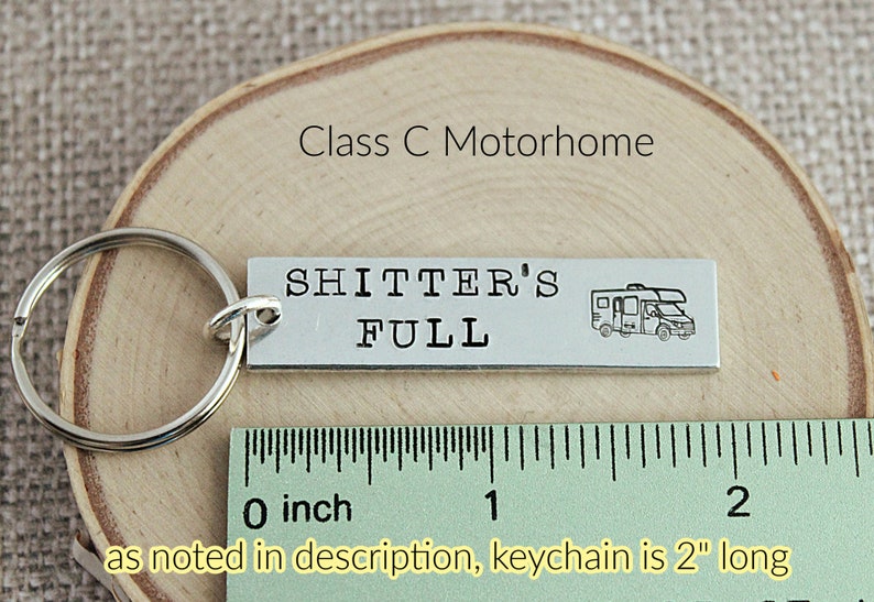 Gift for Dad Camper gifts RV Gifts Motorhome Happy Camper Camper Keychain Hand Stamped Keychain Shitters Full RV Life image 2