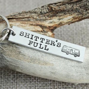 Gift for Dad Camper gifts RV Gifts Motorhome Happy Camper Camper Keychain Hand Stamped Keychain Shitters Full RV Life image 3