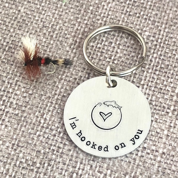 Fishing Keychain - Fly Fishing Gifts - Fisherman Gift - I'm Hooked on You - You're My Greatest Catch - Gift for Fisherman - Hooked on You