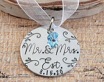 Bridal Bouquet Charm - Bride Gift from Groom - Wedding Keepsake - Something Blue - Wedding Bouquet Charm - Bridal Shower Gift - Mr Mrs