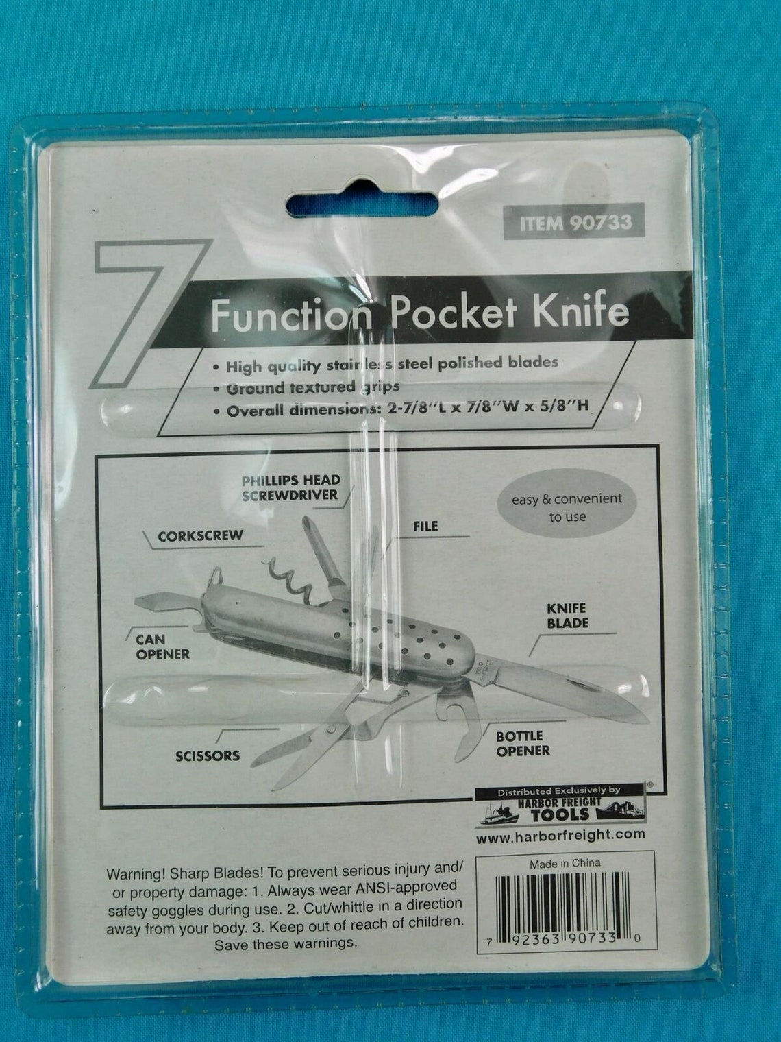 Harbor Freight Tools 90733 7 Functions Folding Pocket Knife Etsy