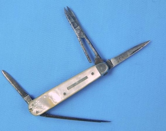 Antique Old Germany German Henckels Multi Tool Blade Folding Pocket Hunting Camping Collectable Knife Gift for Him Gift for a collector
