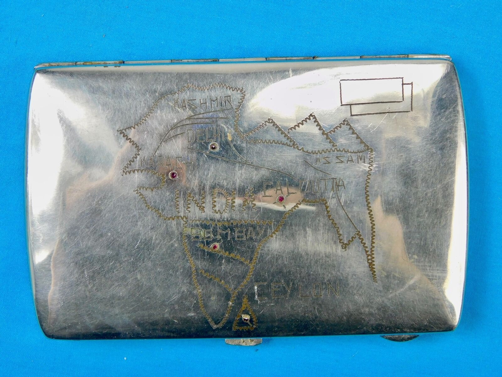 indian silver cigarette case Vintage British India Indian White Metal Cigarette Case Box Holder