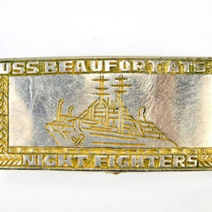 US WW2 Vintage Navy USN USS Theater Belt Buckle