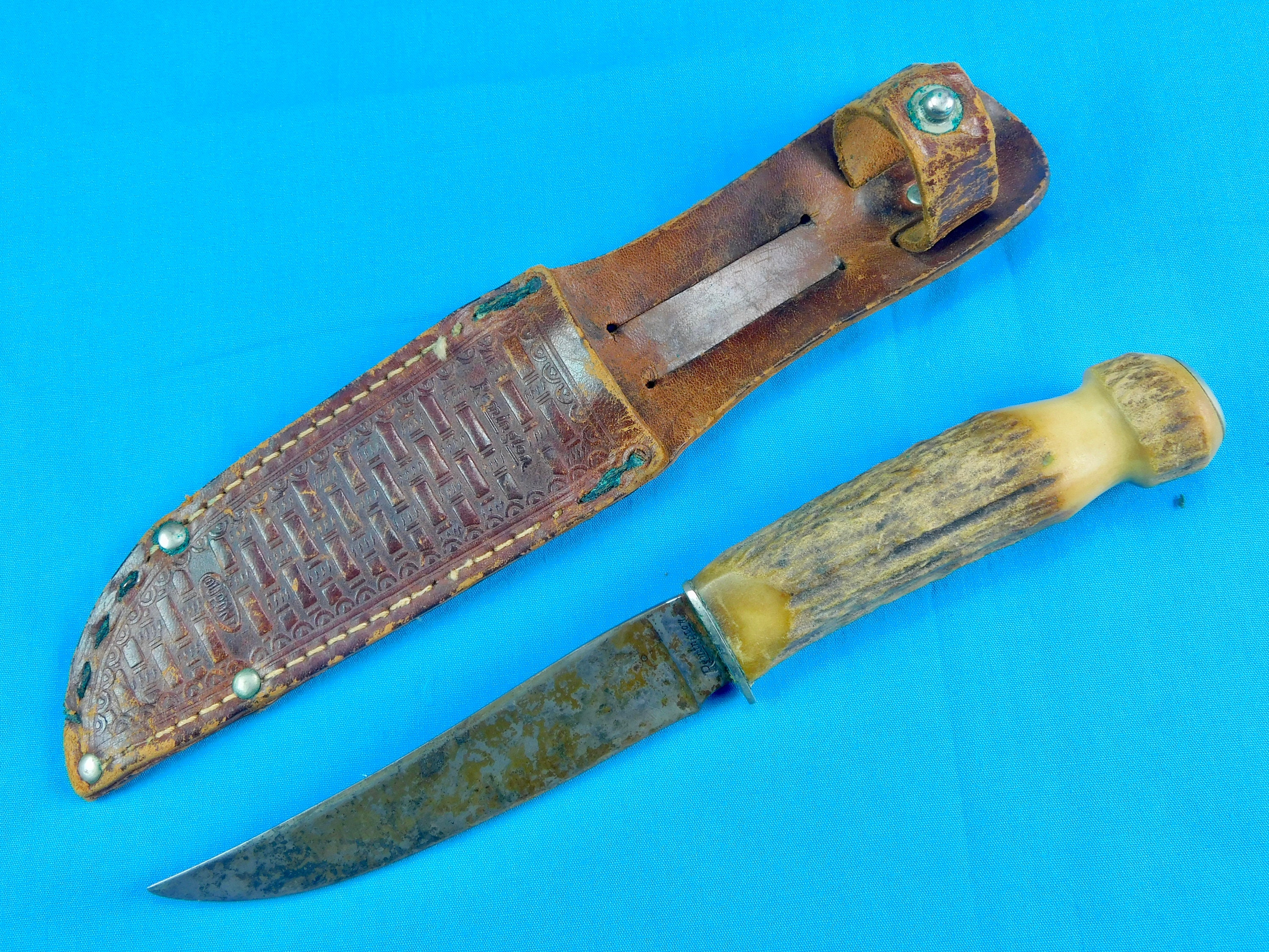 Vintage US Remington RH-75 Hunting Knife With Leather Sheath Vintage US Remington RH-75 Hunting Knife With Leather Sheath