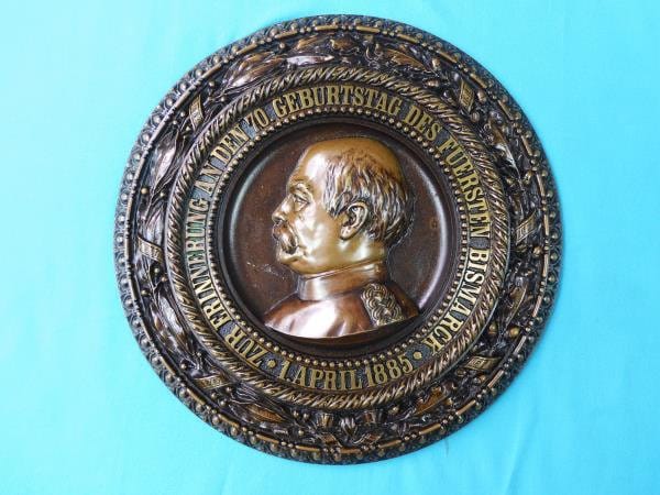 Antigo Imperial Alemão WW1 Otto von Bismarck Grande Placa de Parede de Bronze Decoração