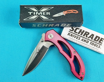 Vintage Schrade Taylor Brands X Timer Folding Pocket Knife red
