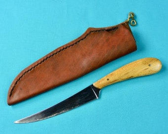 Vintage Custom Made Handmade Skinner Hunting Knife w/ Sheath