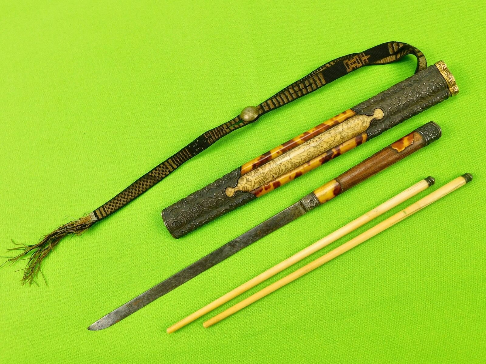 都内で Century 19 Antique Chinese Knife Silver Japanese Japan China 木工、竹工芸