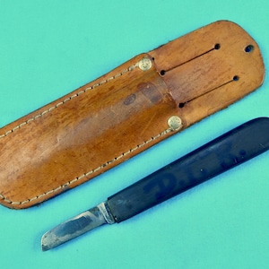 vintage Old US Leather Tool Knife avec couteau de poche pliant gaine en cuir