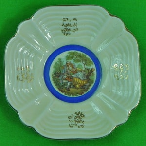 Vintage Czechoslovakian Czech Gold Plated Porcelain Ashtray Small Plate