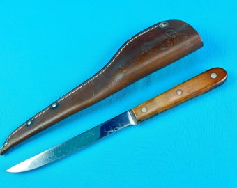 Vintage US Case XX P204-6" Fish Fillet Chefs Knife with Leather Sheath Chef's Kitchen Knife