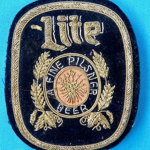 Vintage Miller Lite A Fine Pilsner Beer Collectors Embroidered Patch  Memorabilia Collectables