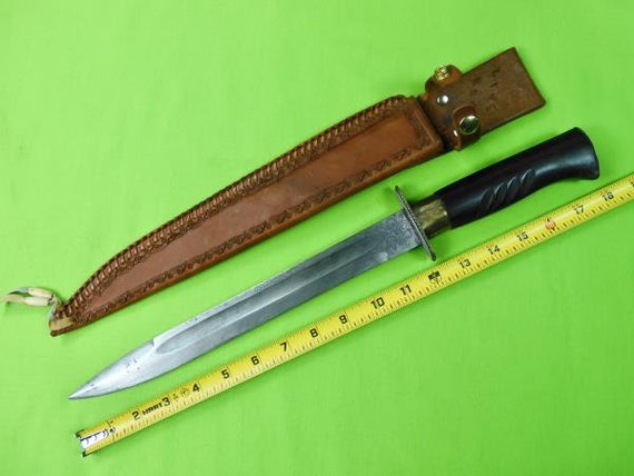 Vintage Custom Handmade Mexican Mexico Large Engraved Knife W/ Sheath 