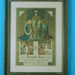 Antike 1924 Polen polnische Hochzeit Zertifikat Hochzeit Zeremonie Christentum