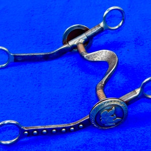 Vintage Antique US Custom Made Western Cowboy Horse Bit Silver Overlay Turtle Makers Mark