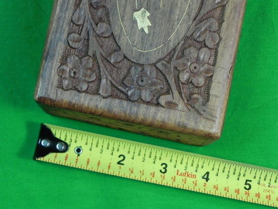 Vintage Carved Wood Jewelry Box - image 6