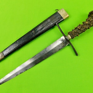 Antique 19 Century US Civil War French British Made Engraved Marked Knife Gift for Him Gift for collector