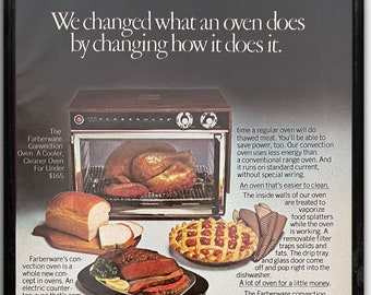 CONVECTION OVEN AD, Vintage Farberware 1970s Decor, Retro Kitchen Wall Art, Holiday Kitchen Print