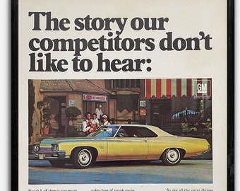 Anuncio de coche Buick LeSabre de la década de 1970, regalo para papá, impresión de anuncio de arte de pared de garaje vintage