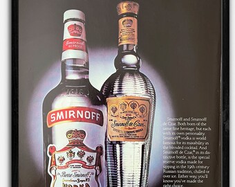 Smirnoff Vodka Wall Print, Vintage 1980s Smirnoff de Czar Ad Page para el bar del hogar o la decoración del sótano