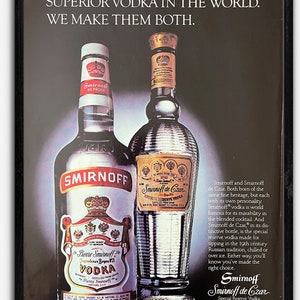 Smirnoff Vodka Wall Print, Vintage 1980s Smirnoff de Czar Ad Page for Home Bar or Basement Decor