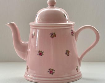 Tetera y tapa vintage Arthur Wood, tetera con motivos florales en color rosa, modelo 6002