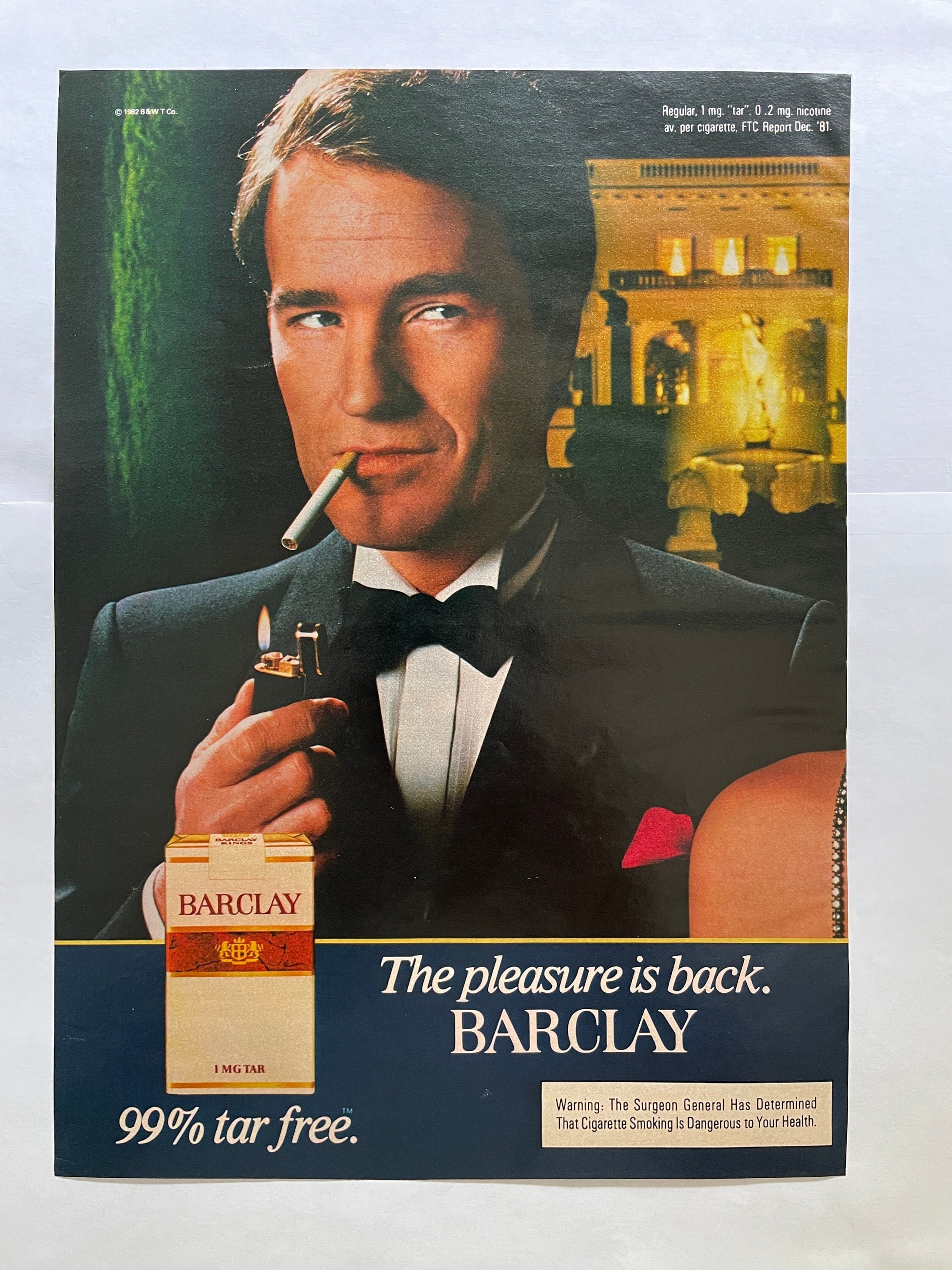 Vintage Barclay Cigarette Ad, Sexy Man Smoking, Old Smoking Advertising