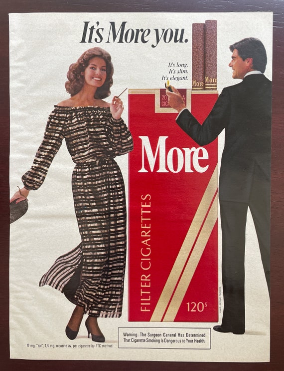 Old Advertisement Print More Filter Cigarettes, 1980s Magazine Ads, Long  Cigarette