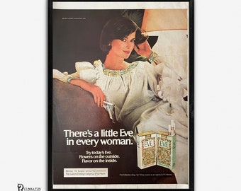 1976 Cigarette Advertising, Betty Crocker Cake Mix, Retro Tobacco Ad Page, Eve Cigarette Ad, Menthol and Regular