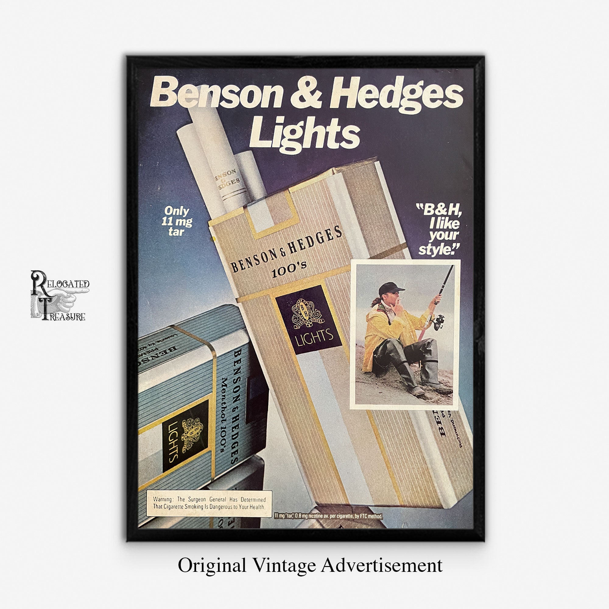 Vintage 1978 Benson & Hedges Light Cigarette Ad Page, Original Magazine Ad 