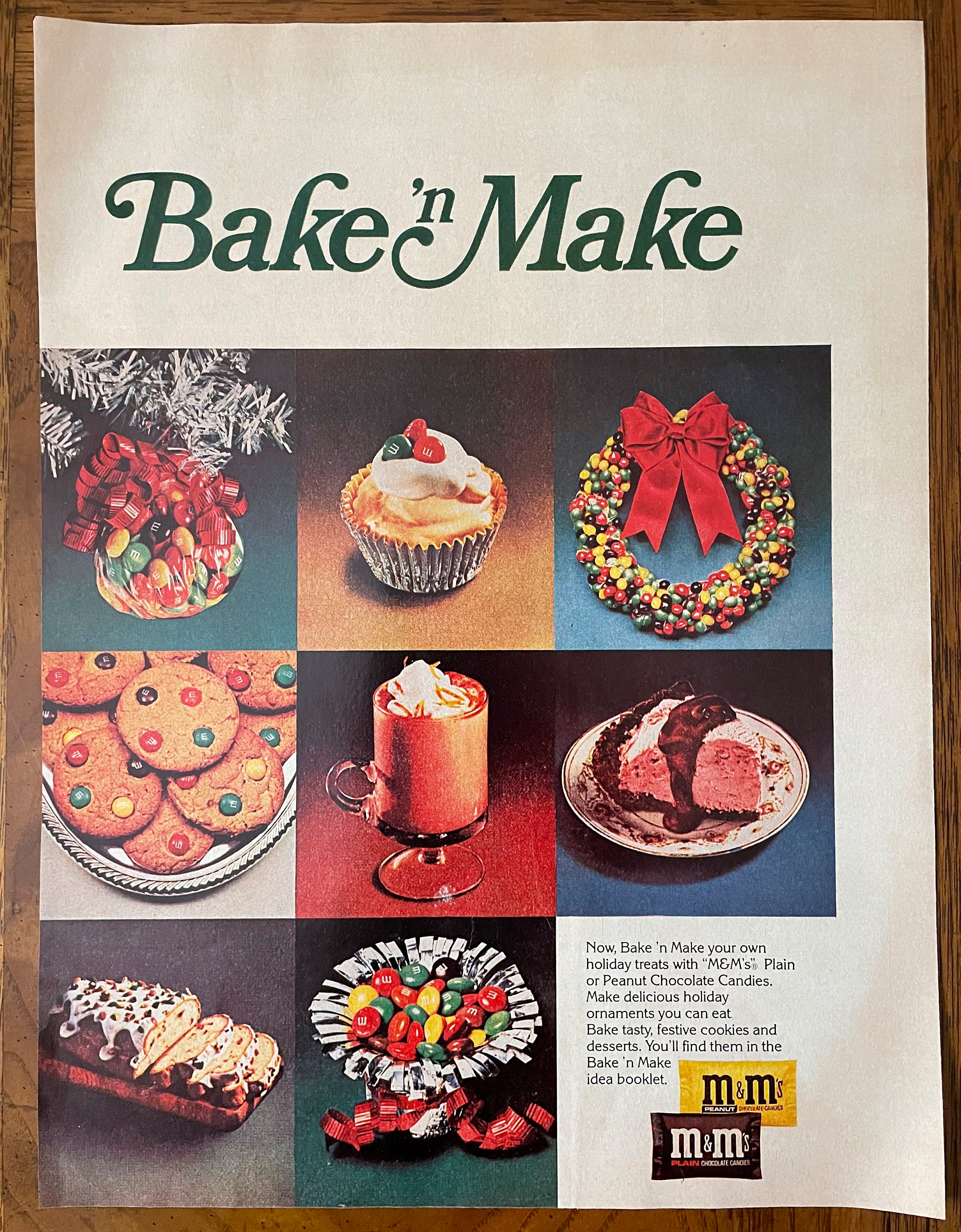 Bake N Make M&M Vintage Print Ad Holiday M and M Baking - Etsy Israel
