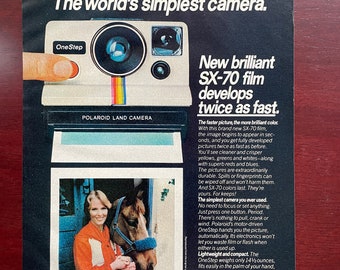 Vintage Polaroid OneStep Advertisement 1977 | Original SX-70 Film Camera Ad Featuring Mariette Hartley | Instant Camera Wall Decor
