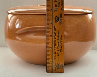 Cazuela cubierta Iroquois de Russel Wright, 4 cuartos, albaricoque maduro, excelente estado, década de 1950, decoración de cocina de mediados de siglo