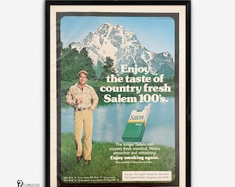 1970s Salem Menthol 100s Magazine Ad, Ad For Collage, Junk Journals, Sexy Man, Mountains, American Tobacco Ad