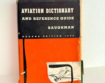 Vintage 1942 Aviation Dictionary Book, WWII Pilot Reference Guide, Airplane Manual, Aeronautical Terms Book, Aviation Decor Gift
