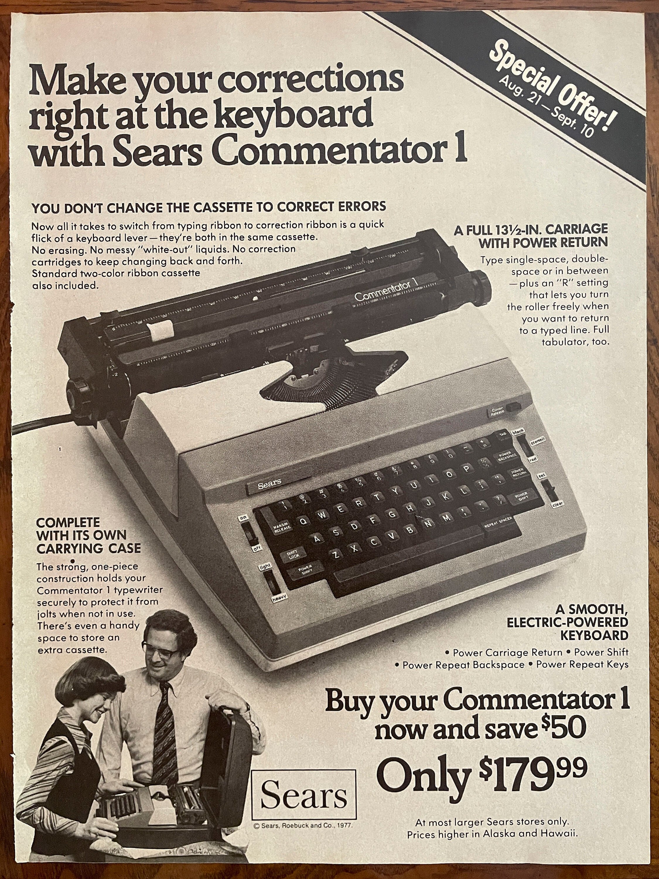 Vintage Sears Typewriter Ad Page Electric Commentator 1 Etsy