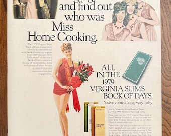 Vintage Virginia Slims Advertisement 1978 | Book of Days Promo Ad | Women’s Advertising Collectible