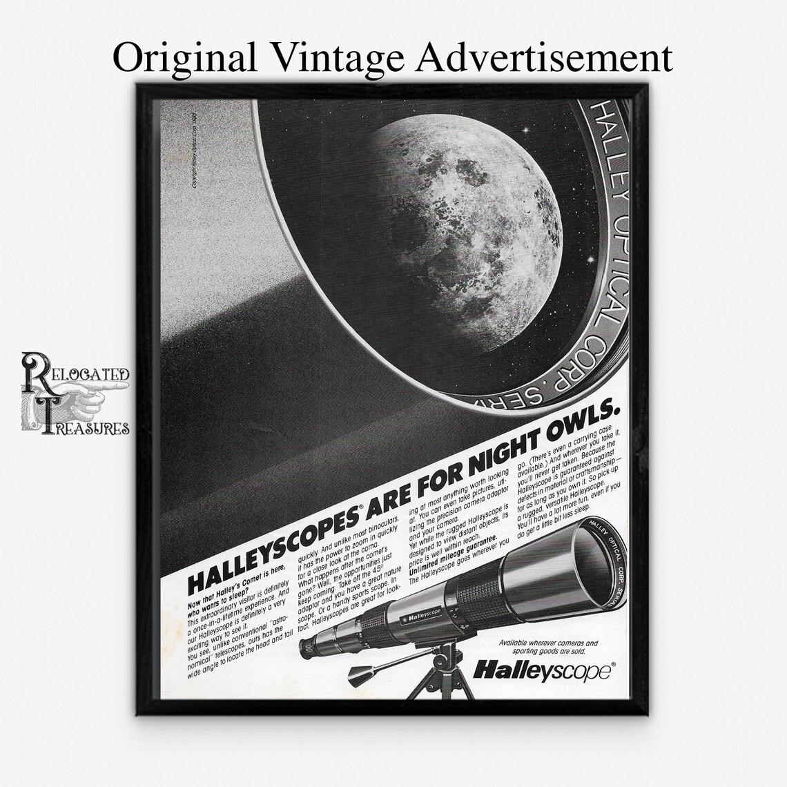 Vintage Telescope Ad Halleyscope Black and White Etsy